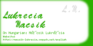 lukrecia macsik business card